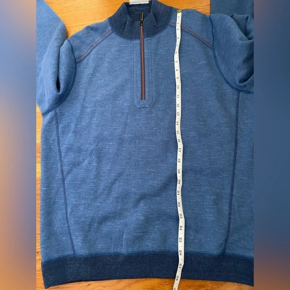 NWT Tommy Bahama Reversible Flipside Classic Half Zip, M, Dockside Blue Heather